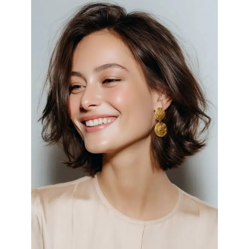 Medium Length Wigs 10" Wavy Synthetic Brown Wigs