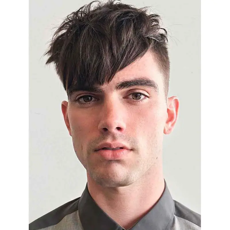 Mens Human Hair Wig Boycuts Straight 4" Cropped Wigs