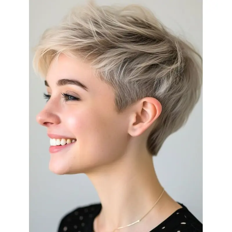 Short Blonde Wig 4" Monofilament Boycuts Wigs