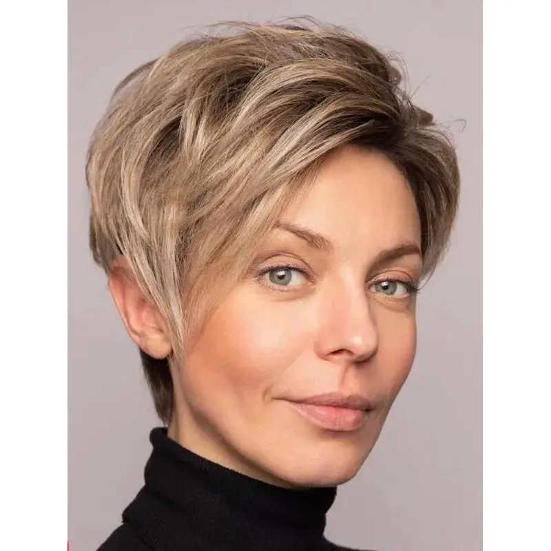 Short Blonde Wig Synthetic Lace Straight Wig Short Pixie Wigs