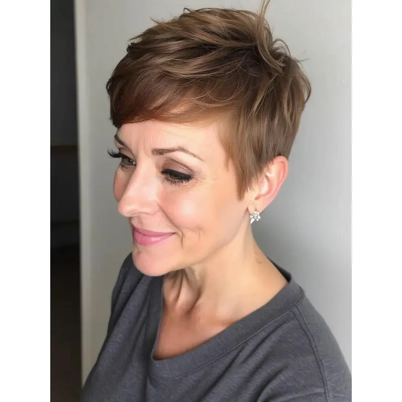 Short Wig Hairstyles Straight 6" Brown Boycuts Remy Human Hair Wigs