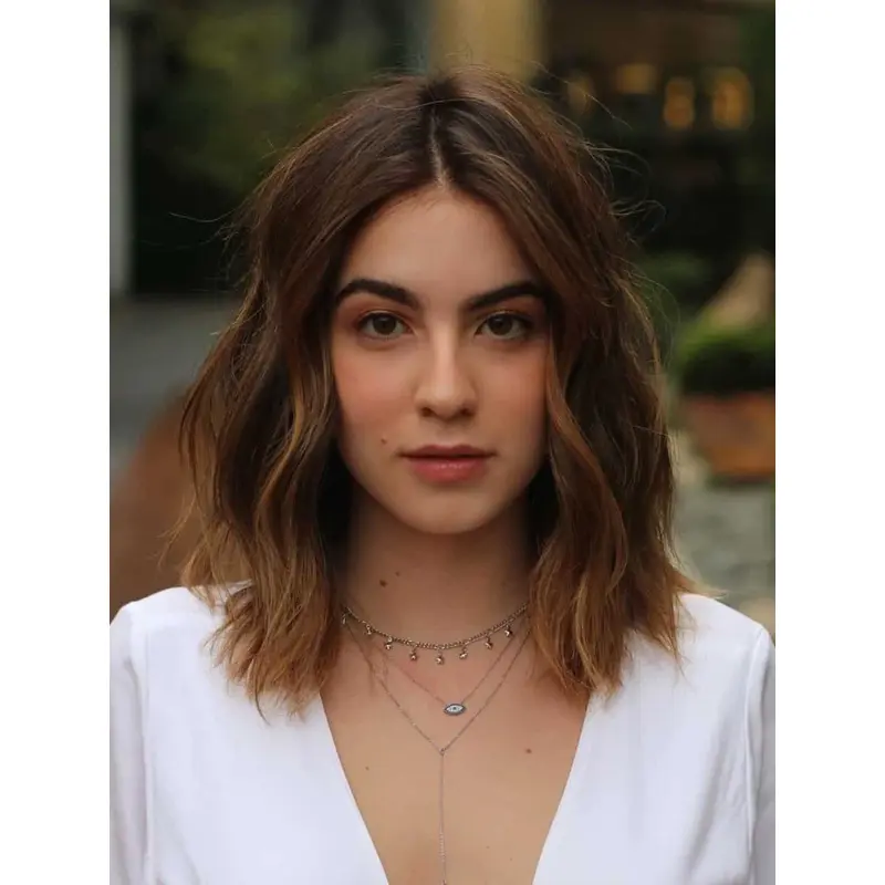 Shoulder Length Wig Brown Synthetic Wigs Bob Lace Front Wavy Wigs