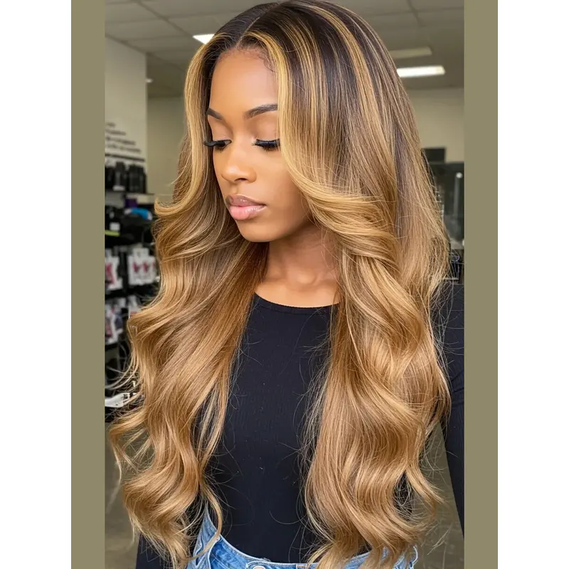 Wigs For Long Face African American Remy Human Hair 24" Layered Wigs