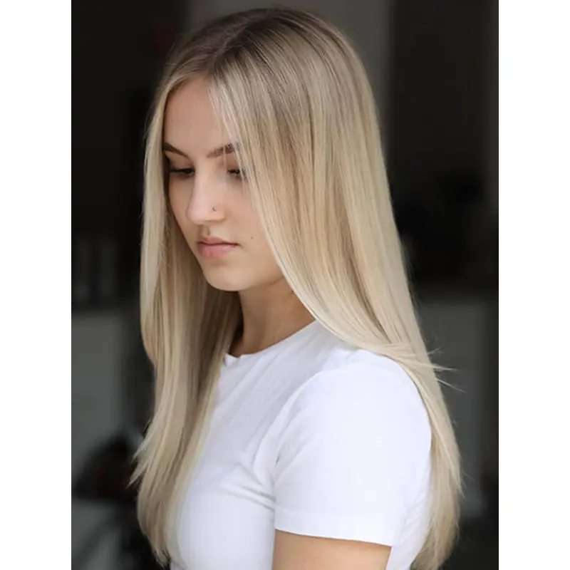 Layered Lace Front 18" Long Straight Human Hair Wigs