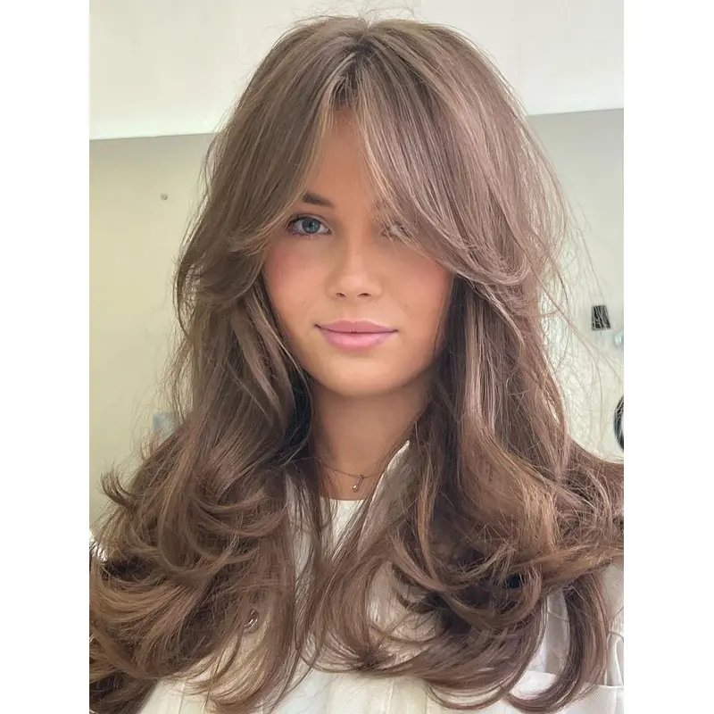 Long Brown Wigs Synthetic 18" Wavy Lace Front Wigs