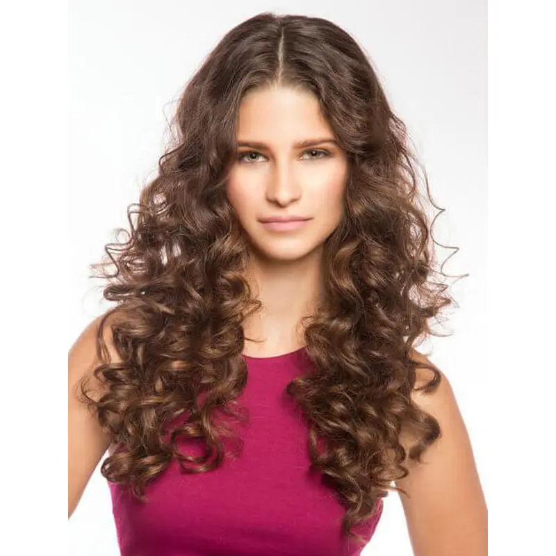 Long Curly Wigs Synthetic Center Part Wigs Lace Without Bangs Brown Wigs Long Hair