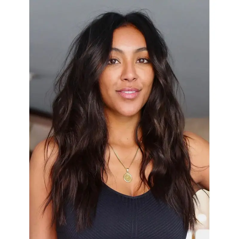 Long Hair Wigs Lace Front Synthetic Brown Wig Layered Wavy Wigs Long Hair