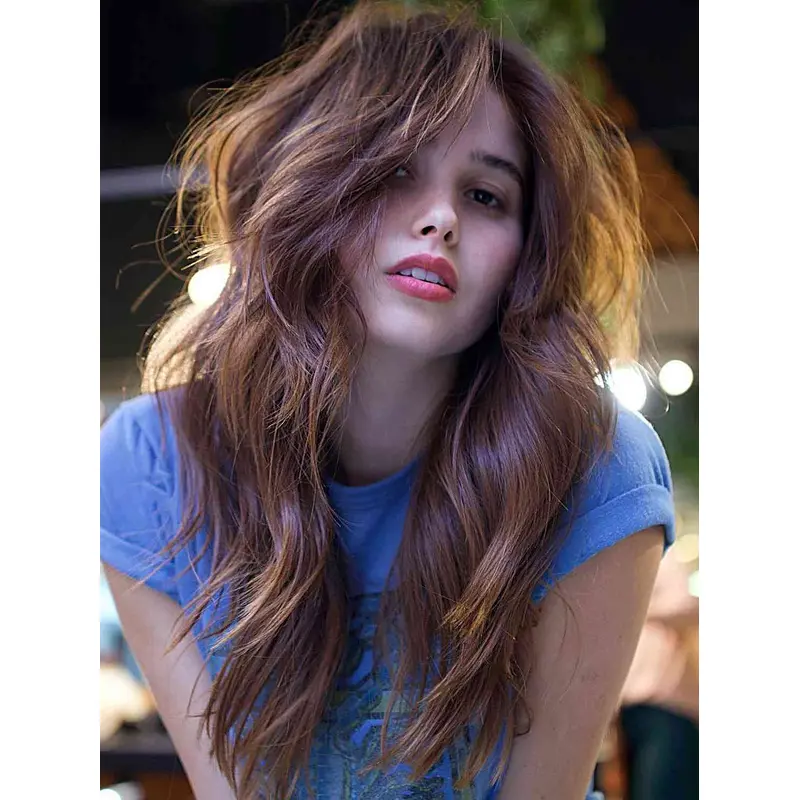 Long Shag Wig 18" Brown Synthetic Monofilament Wigs