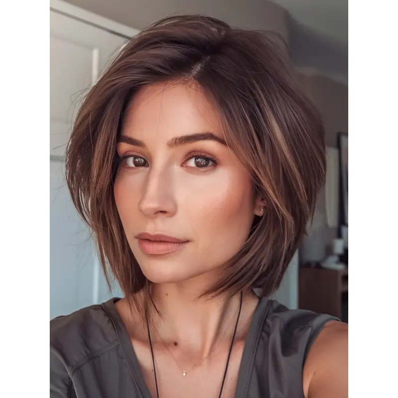 Mid Length Wigs For Women Remy Human Hair Lace Front 10" Straight Wigs