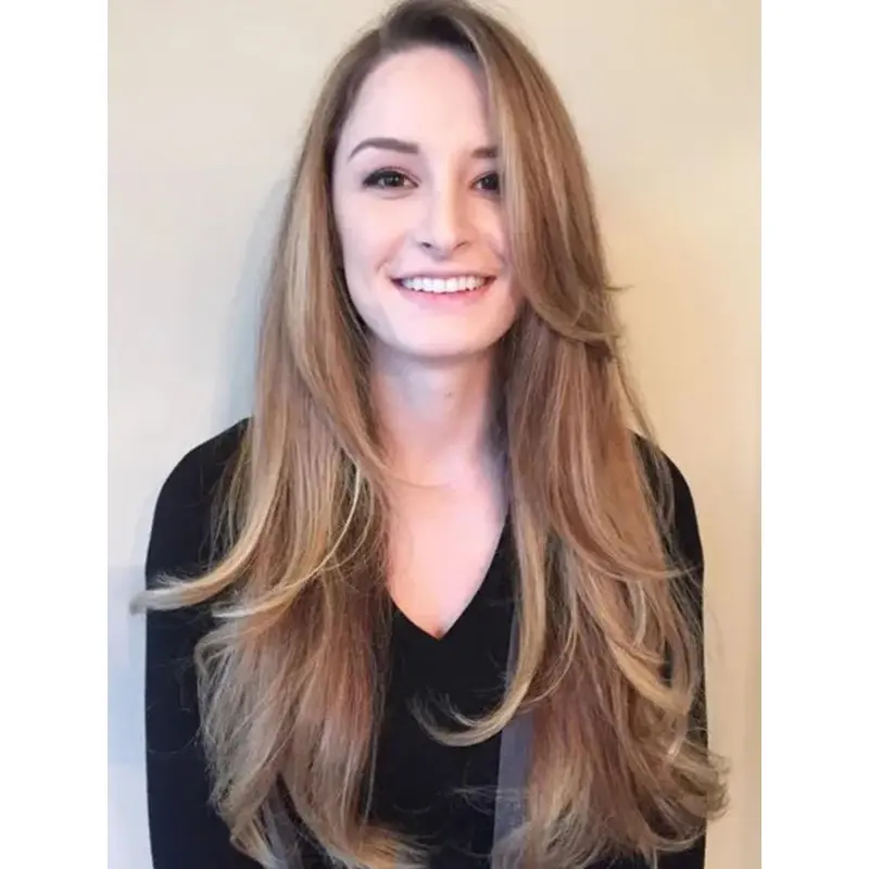 Wigs Blonde Long Synthetic Sleek Lace Front Wig Wavy Long Layered Wigs
