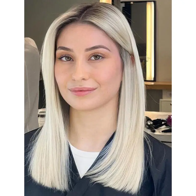Wigs For Women Straight Blonde Shoulder Length Wigs Without Bangs Medium Wigs