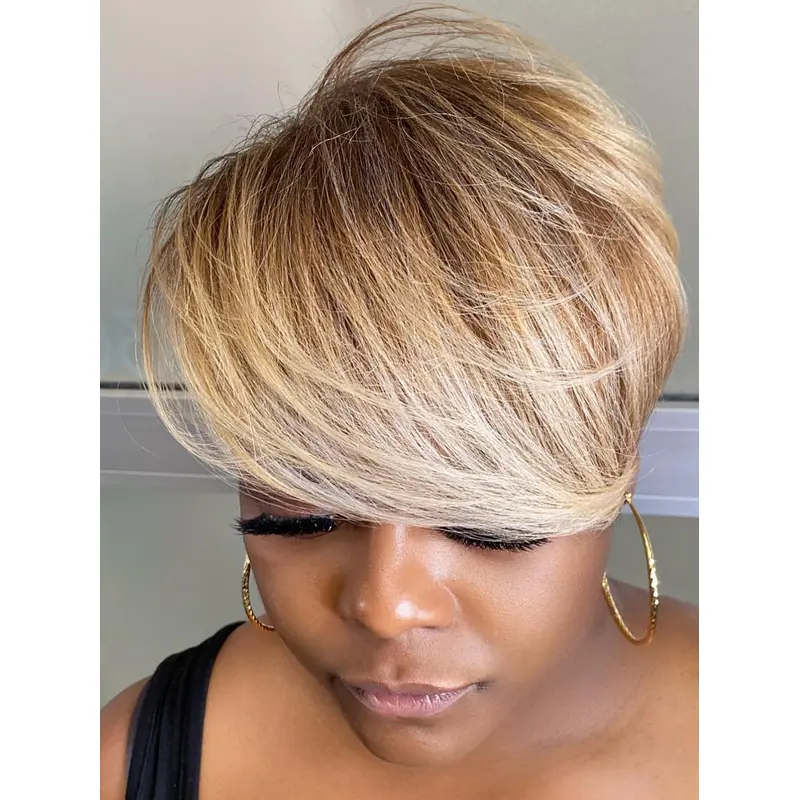 Human Hair African American Wigs 4" Lace Front Blonde Wigs