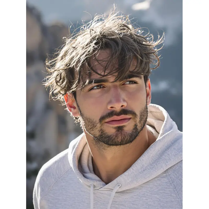 Old Man Wigs Brown Short 6" Straight With Bangs Wigs