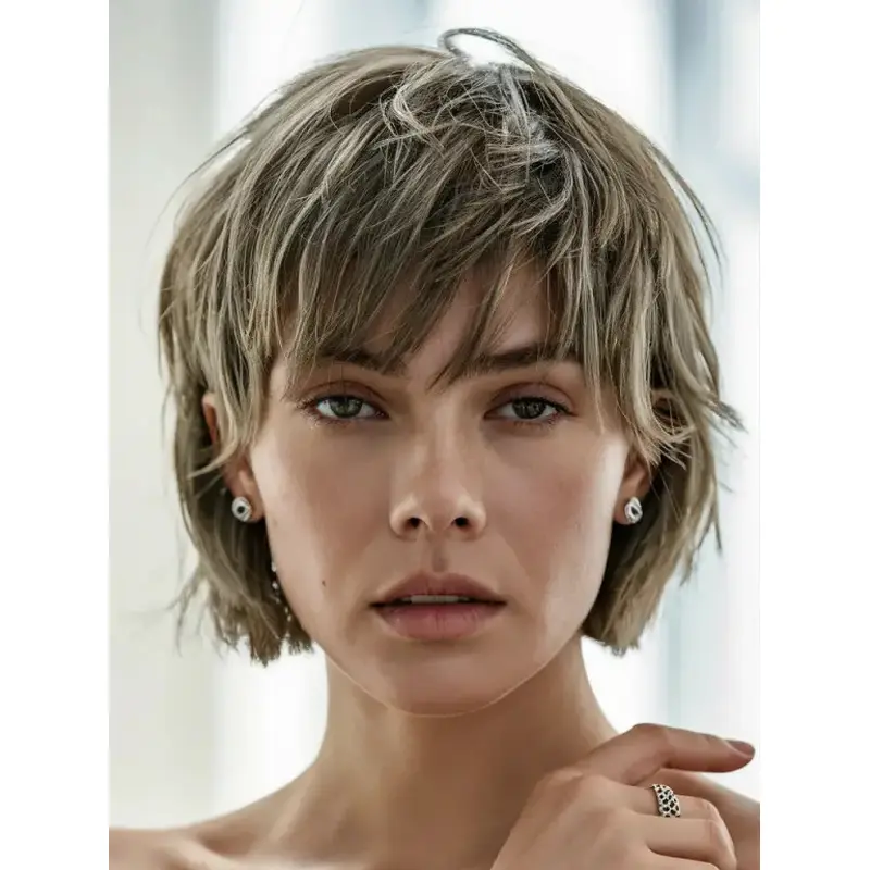Short Bob Straight Wig Lace Front 8" Remy Human Hair Blonde Wigs