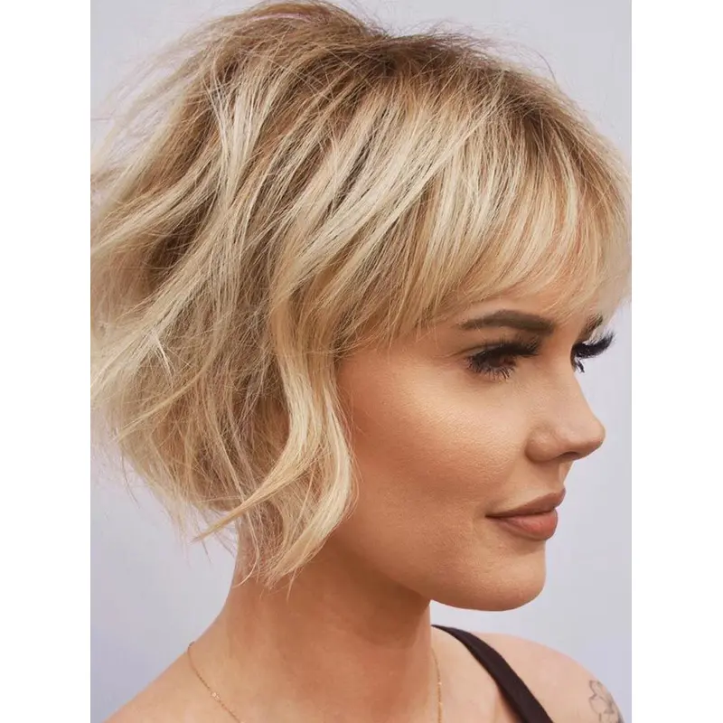 Short Bob Wigs 8" Blonde Monofilament Wigs