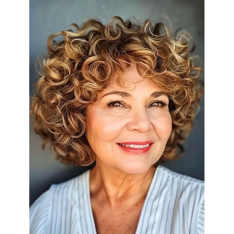 Short Curly Bob Wig Human Hair 8" Monofilament Wigs