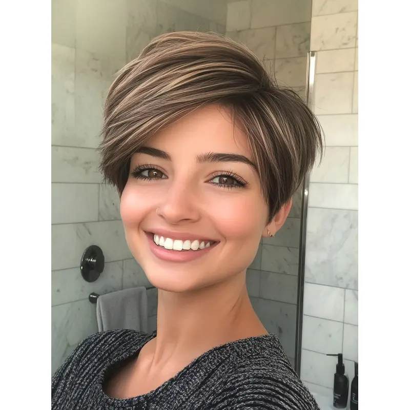 Short Hair Wig Styles Brown Synthetic 6" Straight Lace Front Boycuts Wigs