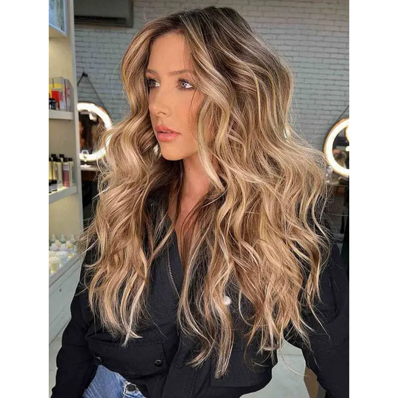 Wigs Long Hair Synthetic Without Bangs Blonde Wig Long Wavy Wigs