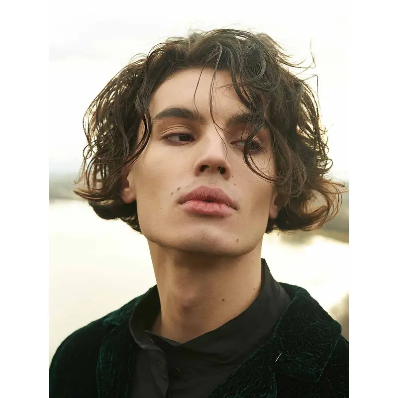 100% Hand-tied Brown Wavy Synthetic Medium Eboy Wig for Men