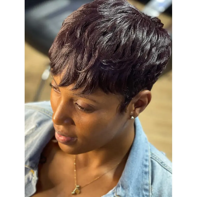 African Women Wigs Cropped 4" Wavy Synthetic Wigs