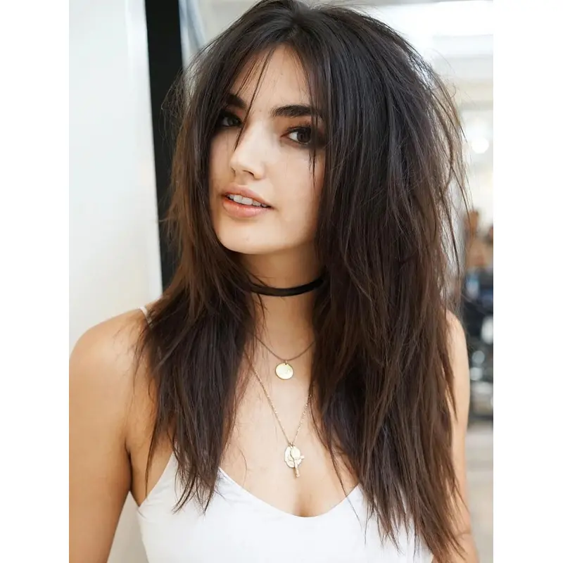 Long Layered Wigs Straight Lace Front Synthetic Wigs Long Brown Wigs