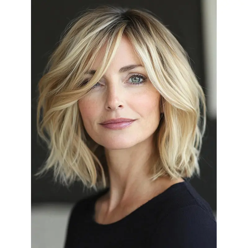 Medium Length Wigs Chin Length Monofilament Synthetic 12" Wigs