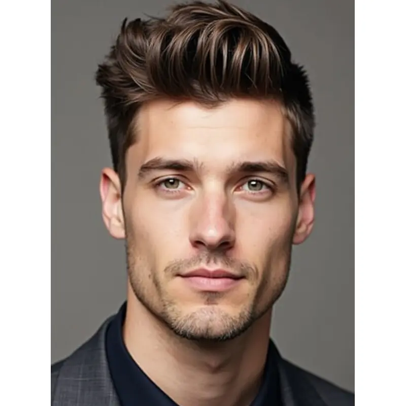 Men Short Hair Wig Boycuts 4" Straight Brown Wigs