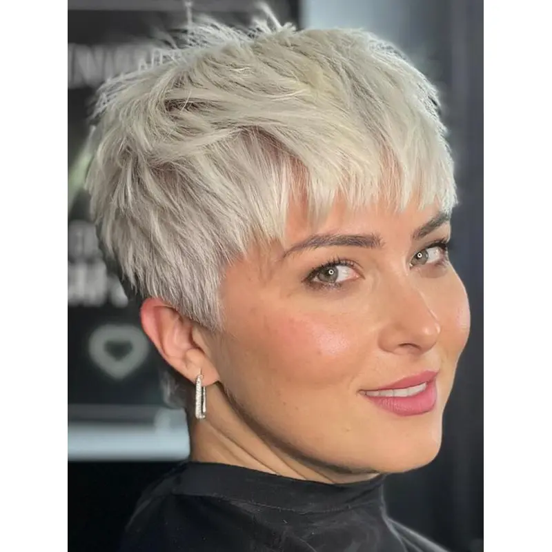 Womens Wigs Cropped Boycuts Cheapest Lace Front Blonde Synthetic Straight Pixie Wigs