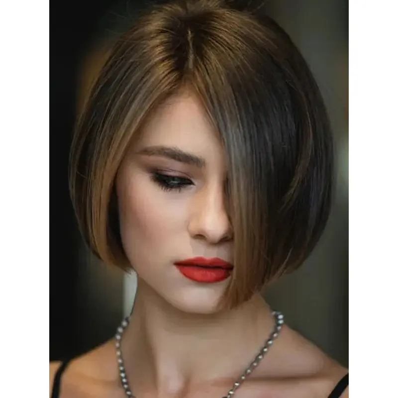 Bob Style Wigs Synthetic Lace Front Wigs Straight Side Part Short Wigs