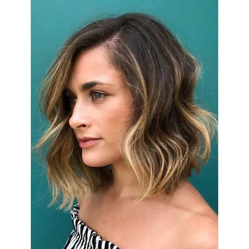Bob Wigs For Women Wavy Synthetic Wigs Without Bangs Lace Front Wigs