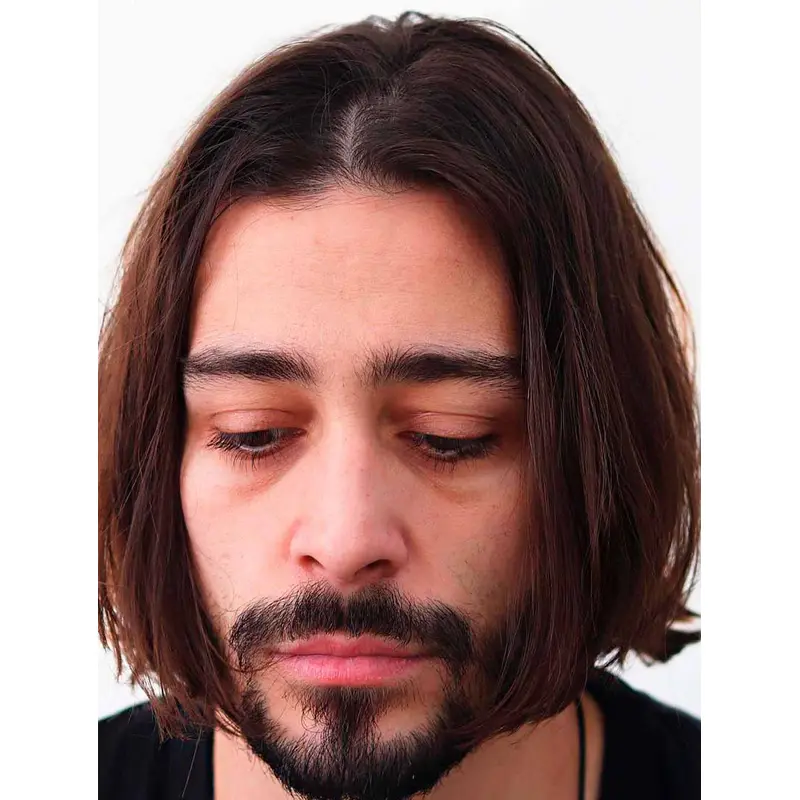 Brown Remy Human Hair Capless Straight Long Middle Part Men Wigs