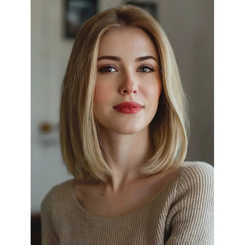 Ladies Blonde Wig Bob Layered 12" Straight Shoulder Length Wigs