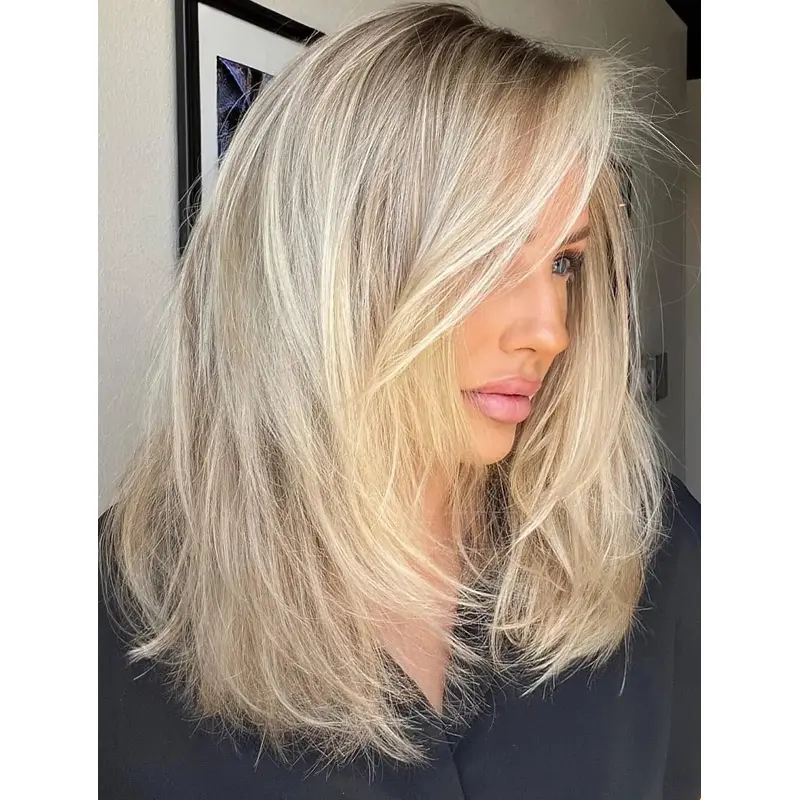 Ladies Wigs Straight Layered Wigs Lace Front Synthetic Wigs