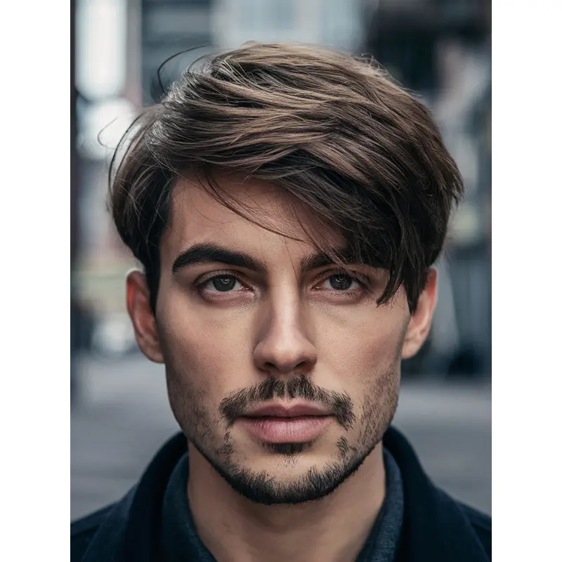 Mens Lace Wigs With Bangs Synthetic Straight 6" Wigs