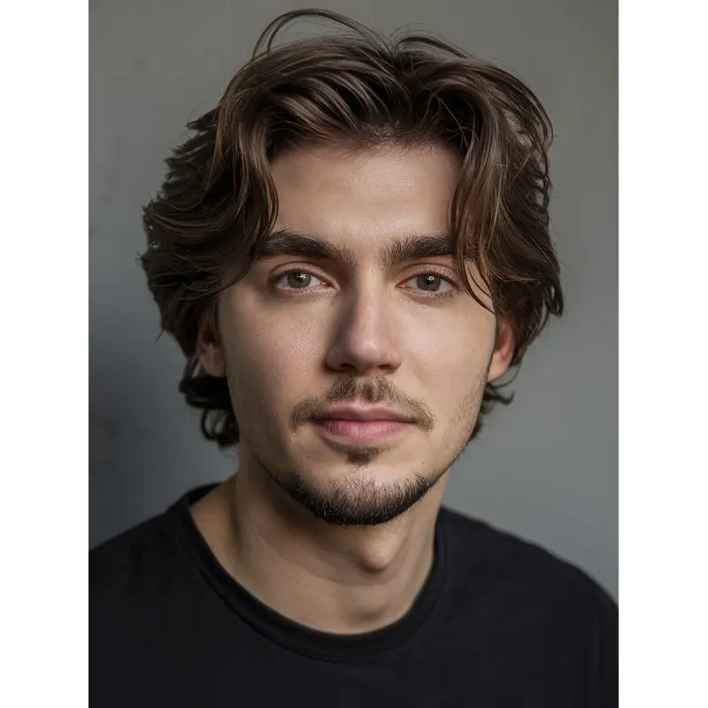 Old Man Wig 6" Short Remy Human Hair Lace Front Brown Wigs