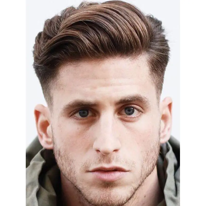 Short Brown Wig Male 4" Straight Lace Front Remy Human Hair Wigs