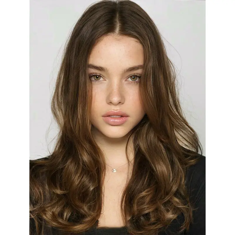 Without Bangs 16" Long Hair Wigs Human Hair