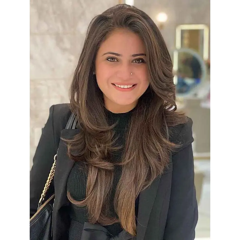 Long Layered Wigs Wavy Brown Human Hair Lace Wig Long Hair Wigs