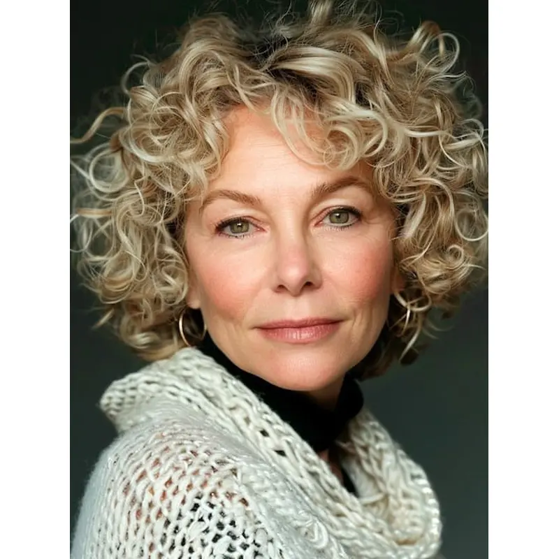 Short Curly Blonde Wigs Human Hair Monofilament 8" Bobs Wigs
