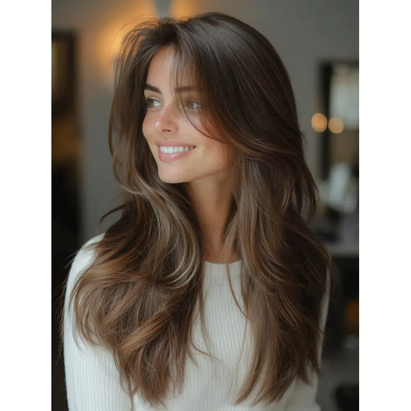 Wigs For Women Long 22" Brown Synthetic Monofilament Wigs