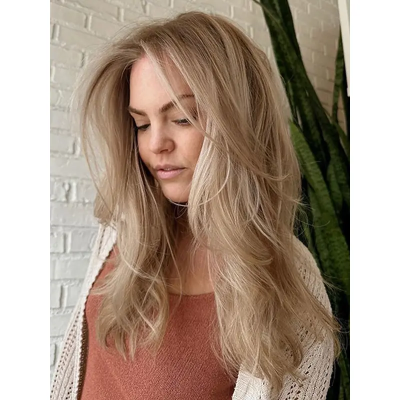 18" Lace Front Wavy Long Hair Blonde Wigs