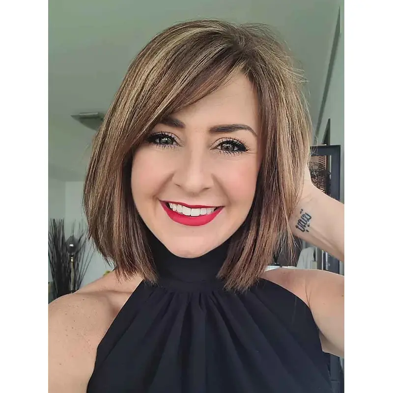 Ladies Wigs Shoulder Length Synthetic Wigs Straight Lace Front Wigs