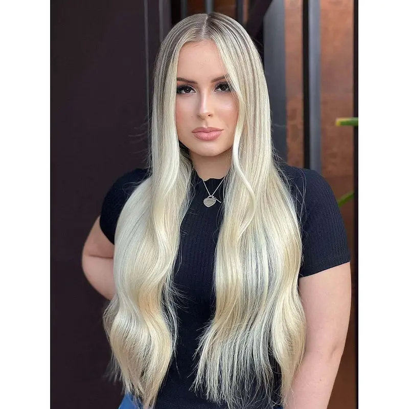 Long Hair Wigs Without Bangs Blonde Wig Synthetic Wavy Long Face Framing Wigs