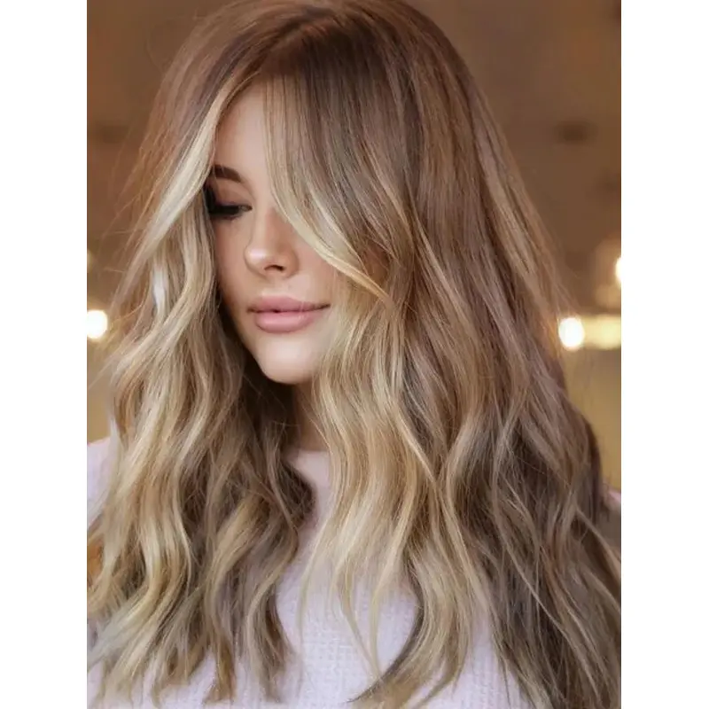 Long Wigs Wavy Synthetic Lace Front Blonde Wigs Long Layers Hair