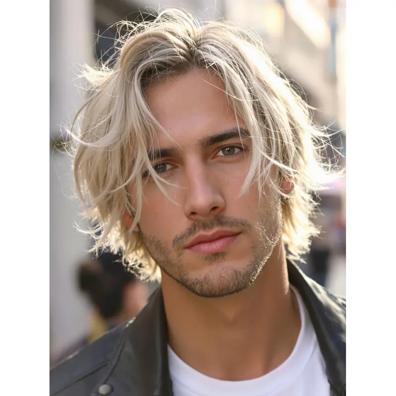 Mans Wig Blonde Short 6" Wavy Layered Wigs