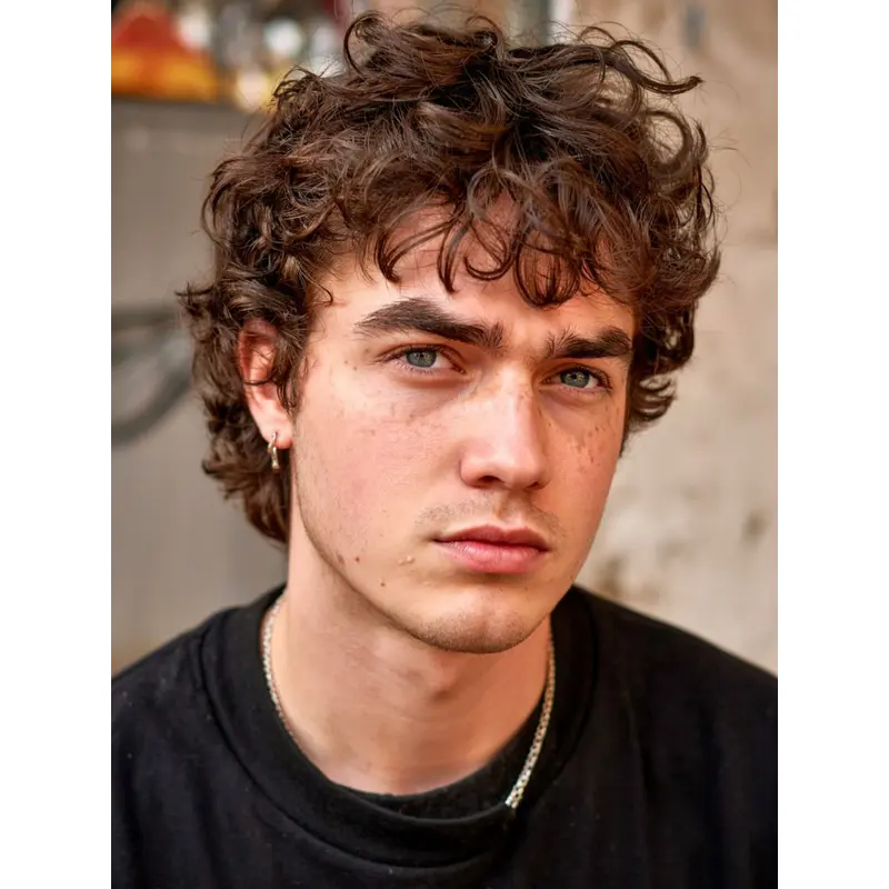 Mens Short Wigs 6" Curly Lace Front With Bangs Wigs