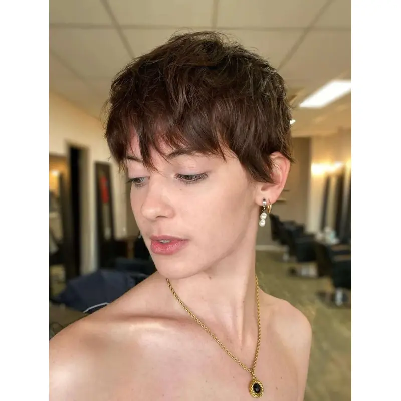 Short Wavy Wigs Cropped Brown Wigs Boycuts Lace Front Pixie Wigs Very Short Wigs