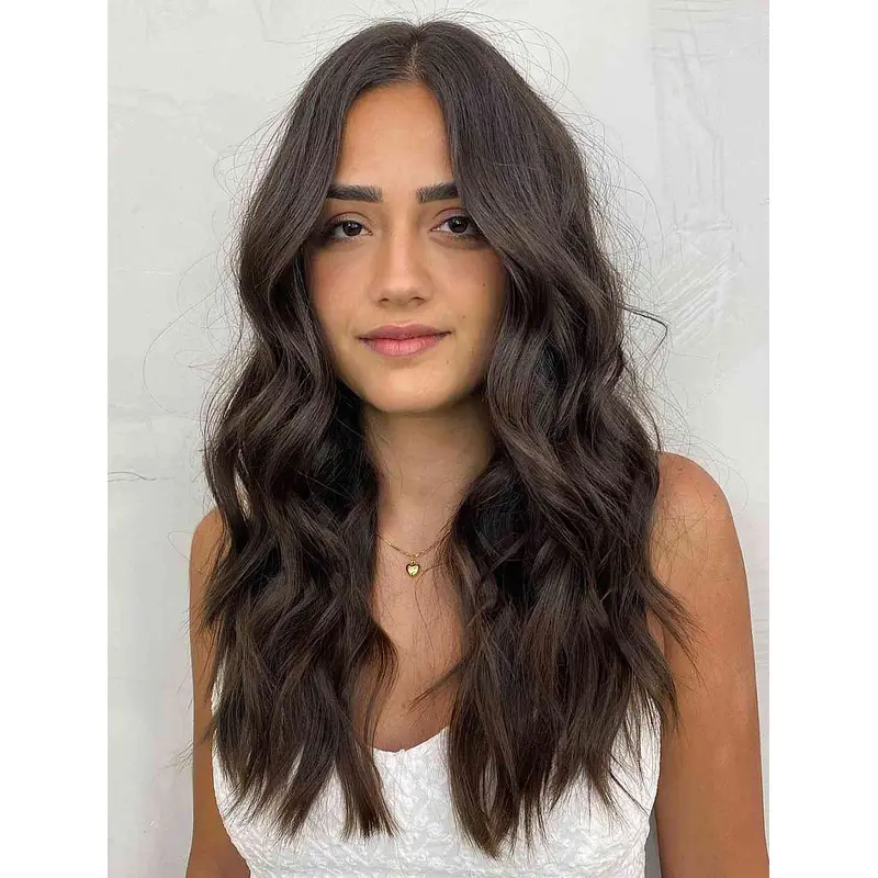 Wigs Long Hair Without Bangs Wavy Wigs Synthetic Lace Front Wigs