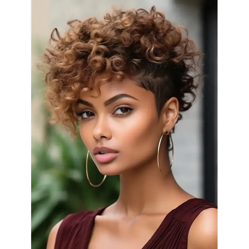 Wild African Wigs Synthetic Boycuts Brown Wigs