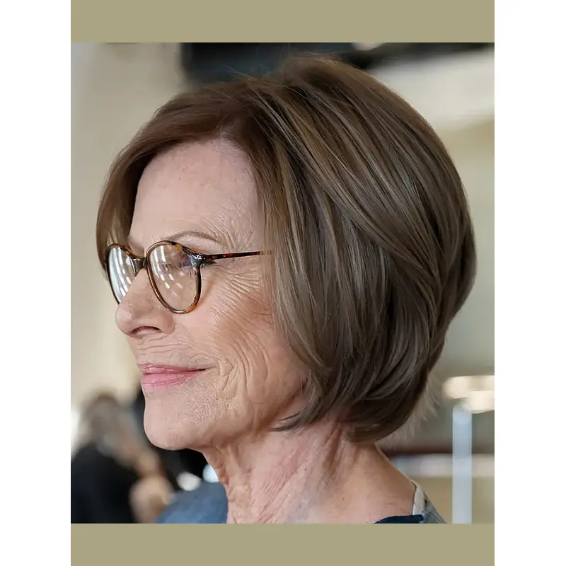 Bob Wig Hairstyles Brown Straight 10" Monofilament Chin Length Wigs